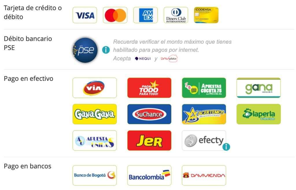 medios de pago Parques de Santander
